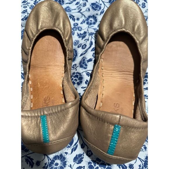 Tieks Champagne limited Edition Gold ballet flats elastic trim 8 - Picture 8 of 14